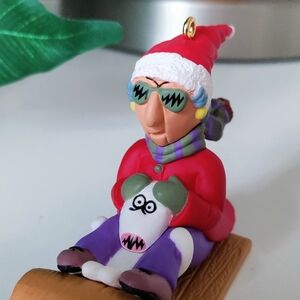 Hallmark Holiday Maxine Sliding with the Dog Ornament - Red and Purple